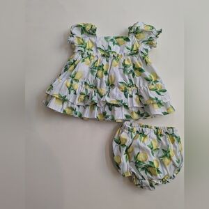 Lemon Print Kids Dress Set